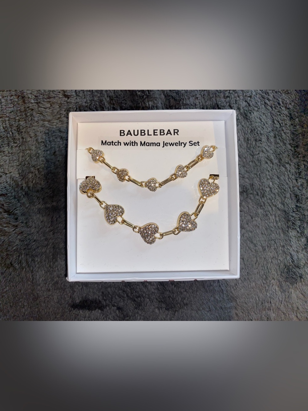 BNIB BaubleBar Match with Mama Set of 2 Heart Station Chain Bracelets $58